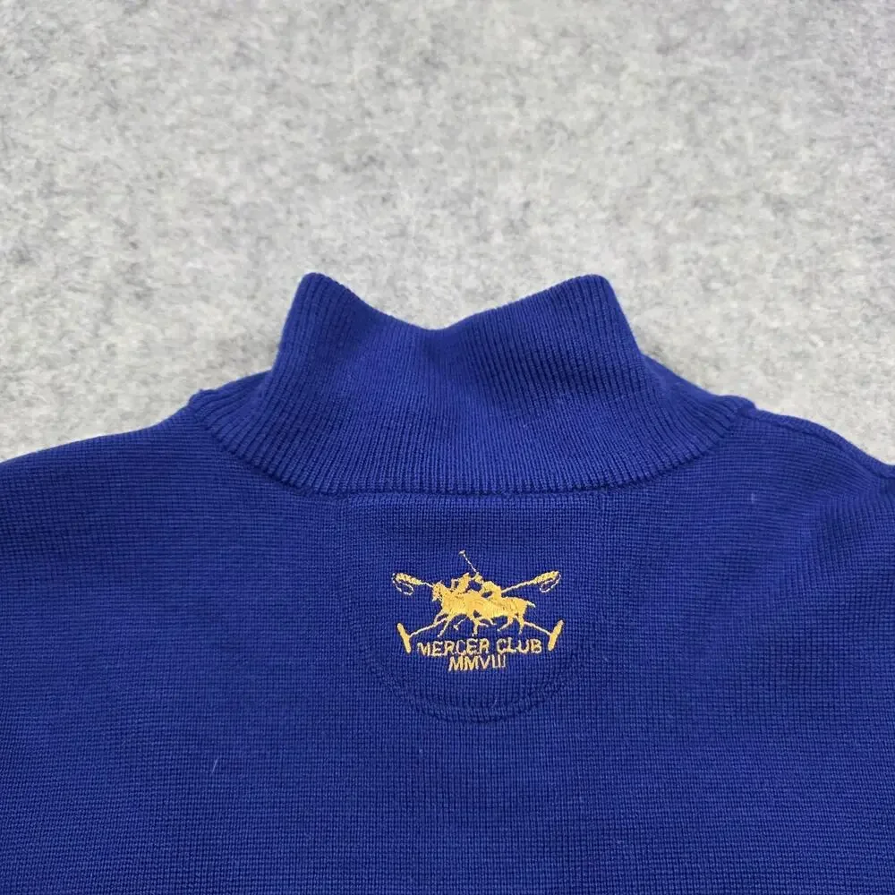 Polo Ralph Lauren Sweater Mens Medium? Blue Full Zip Mock Neck Mercer Club Crest